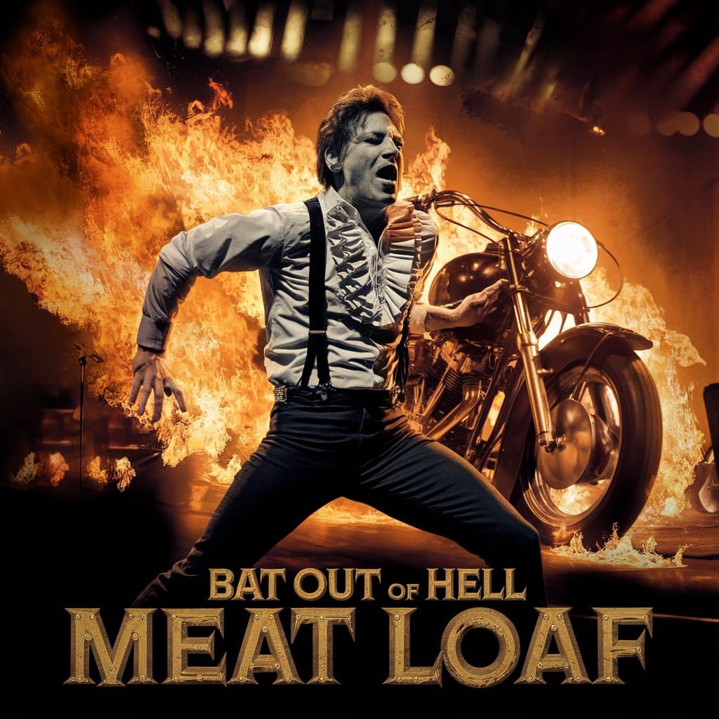 Rock Concert with Fiery Motorbike in Cinematic Lighting