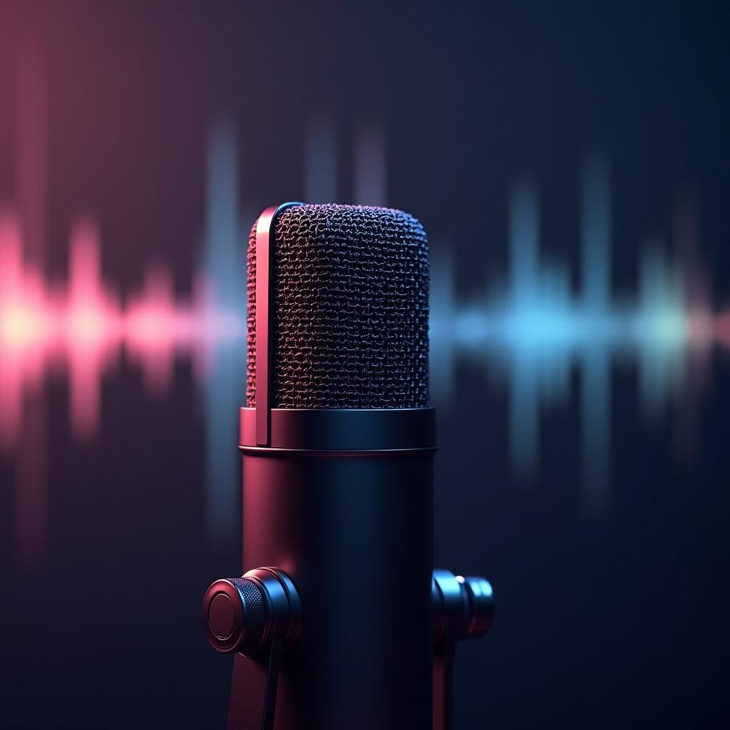 Studio Microphone Close-up with Ethereal Lighting