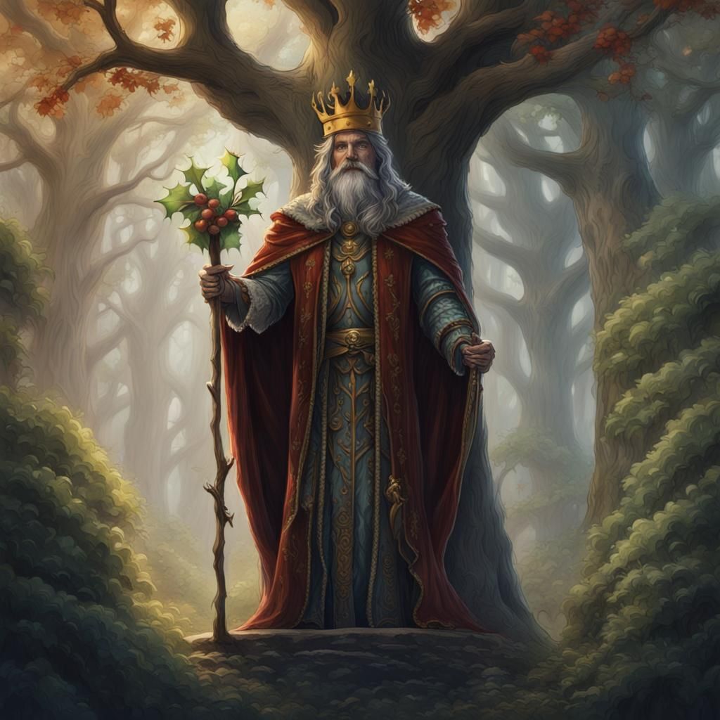 Holly king wearing his crown.