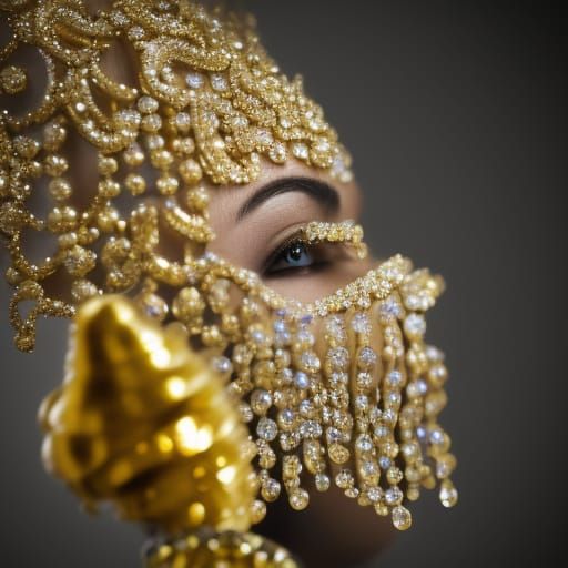 Gleaming Jeweled Cat Sculpture in 8k