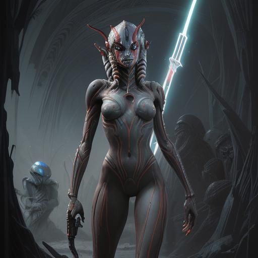 Ahsoka as Xenomorph in Gothic Horror Style