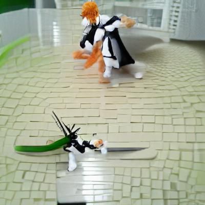 Intense Battle Scene of Two Powerful Figures