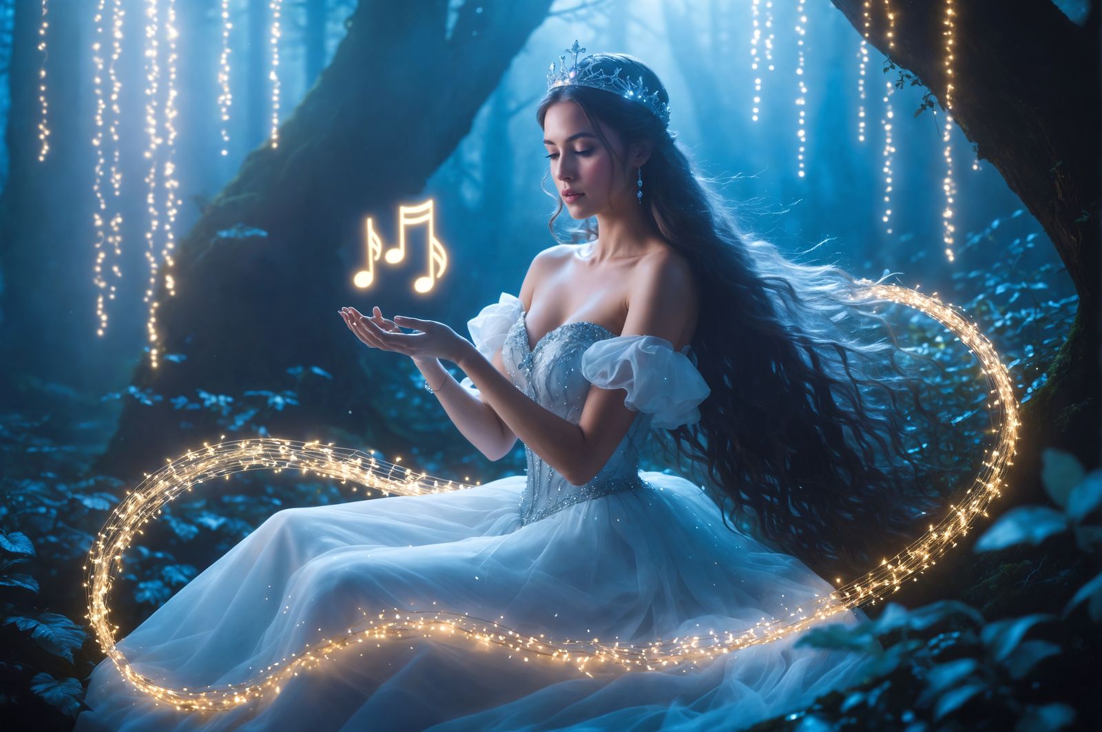 Dreamy Fantasy Portrait in Whimsical Forest Setting