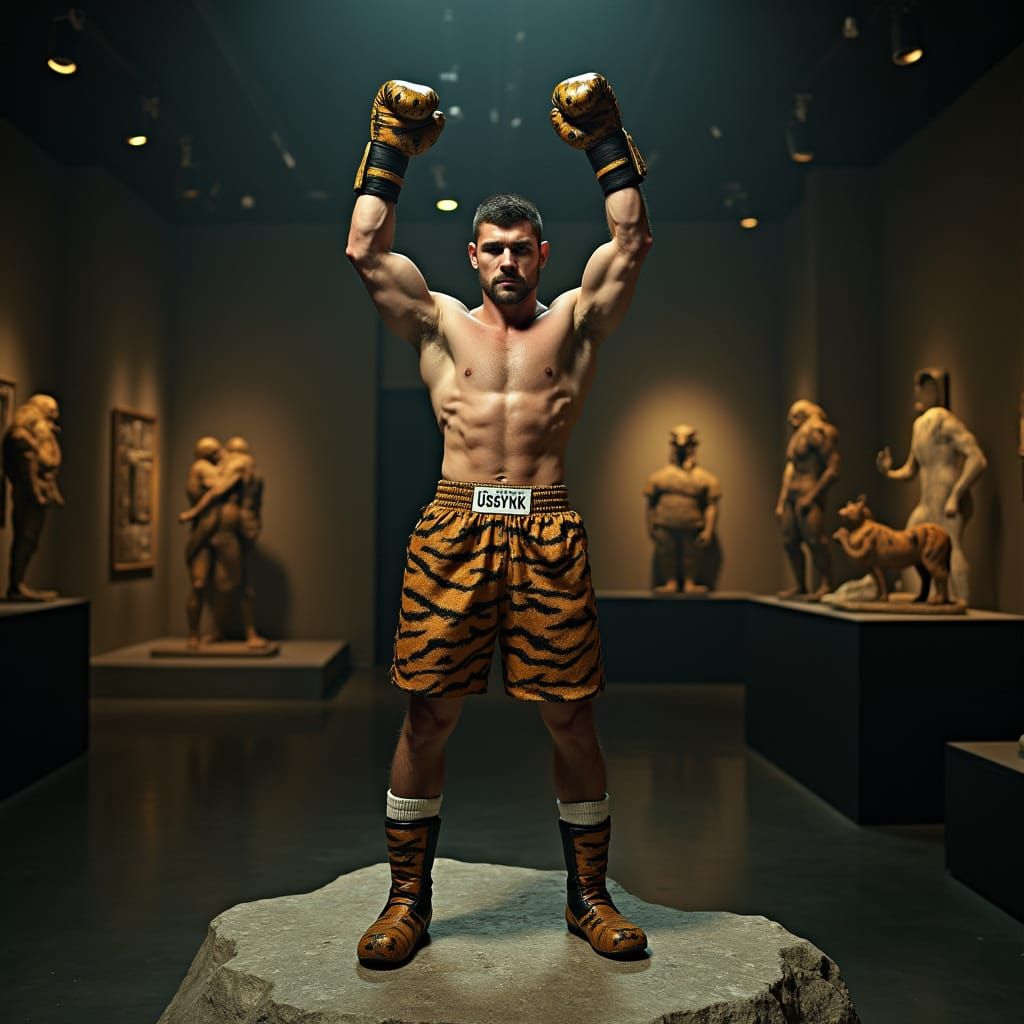 Ukrainian Boxer Usyk, Majestic in Tiger and Zebra Stripes, E...