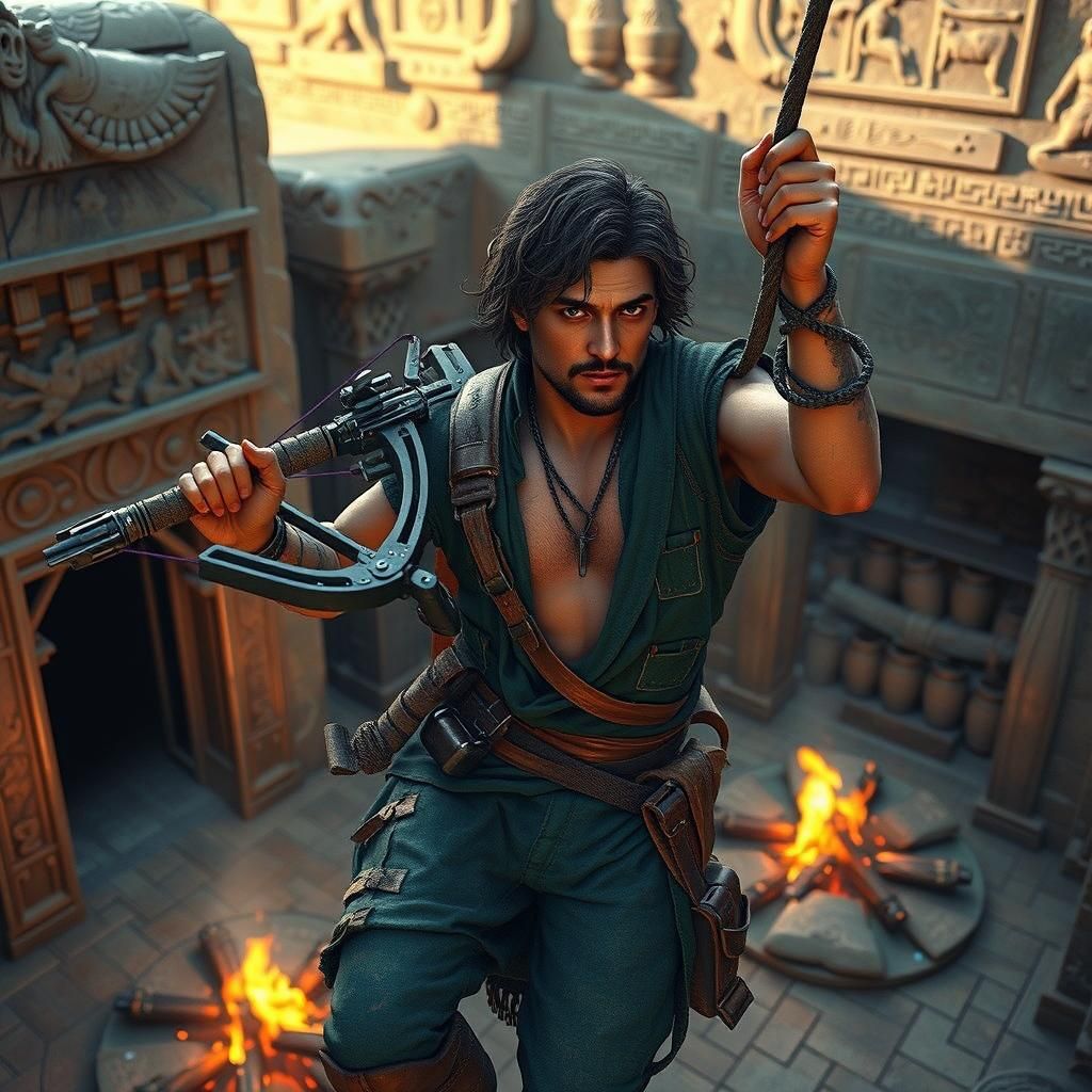 Epic Fantasy Treasure Hunter in Ancient Egyptian Landscape