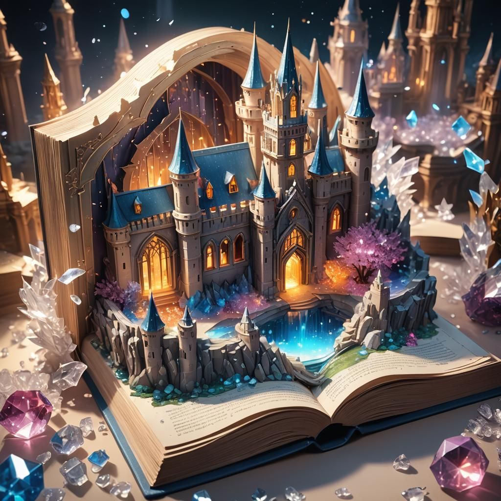 Epic Fantasy Book with Pop-Up Castle