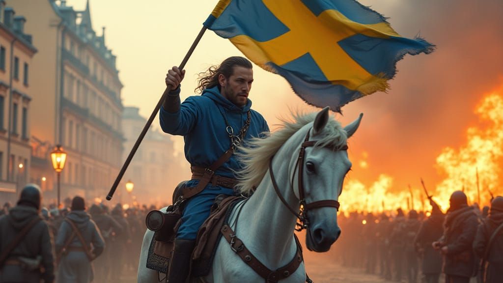 Swedish Hero Rides Through Burning Stockholm