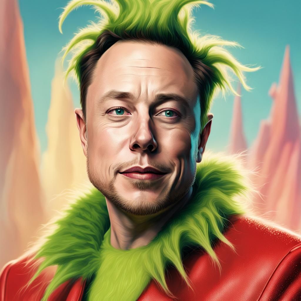 Hyperrealistic Grinch Portrait with Colorful Accents