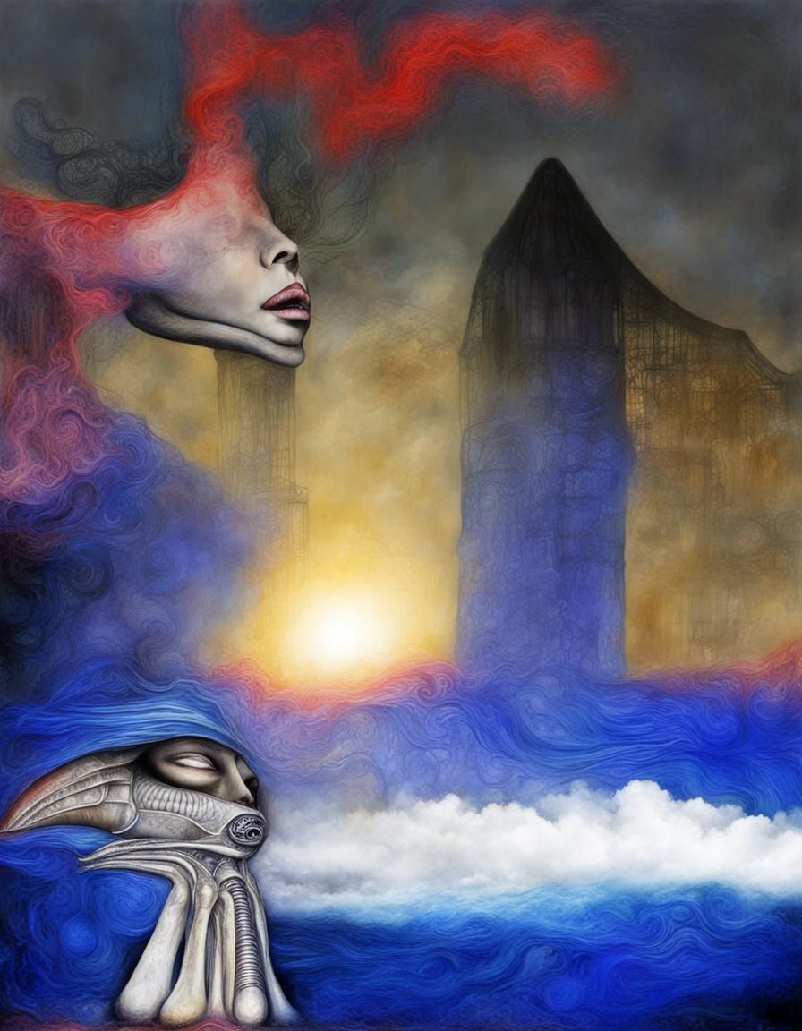 Surreal Biomechanical Landscape in Giger Style