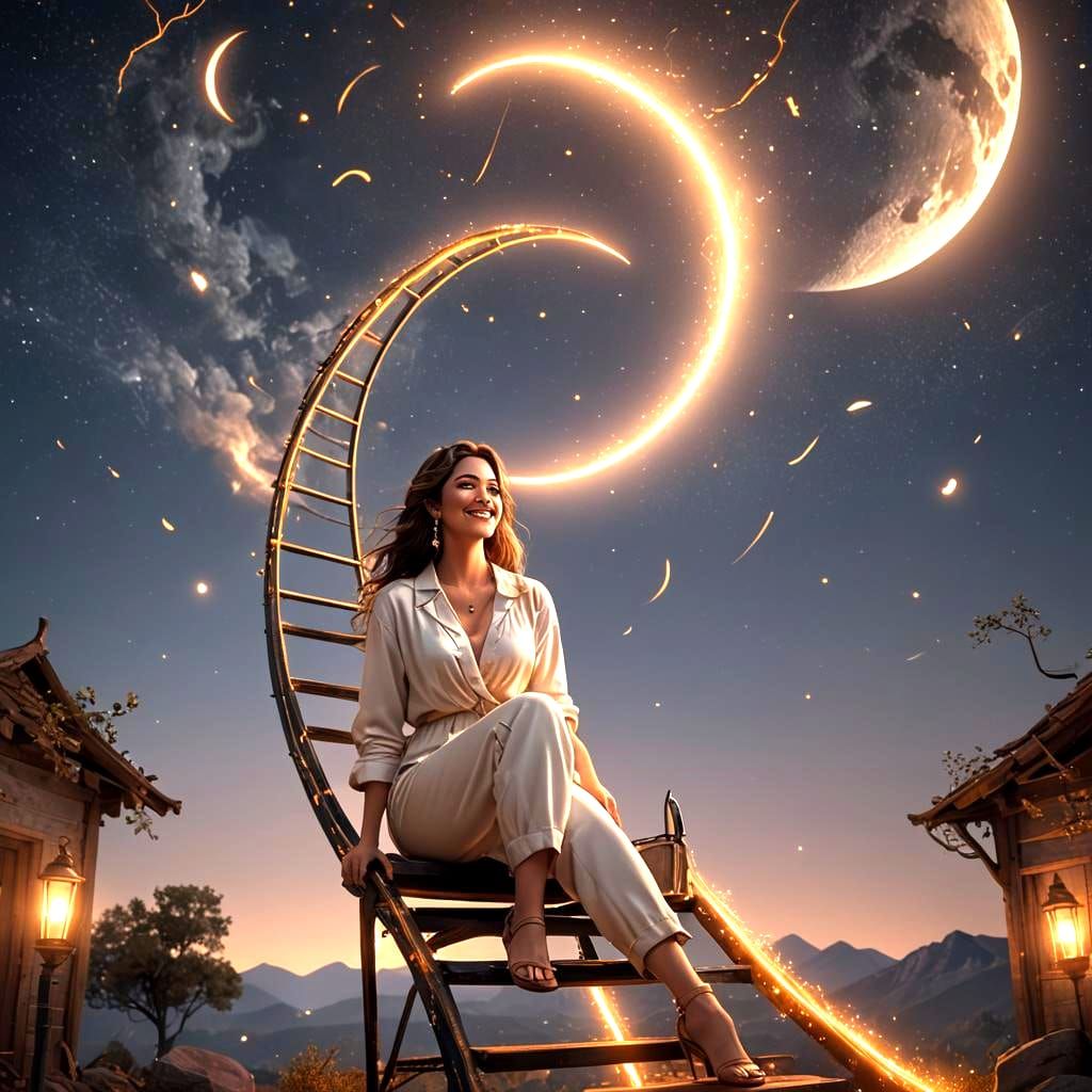 Moon Woman Under Stars: Fantasy Concept Art