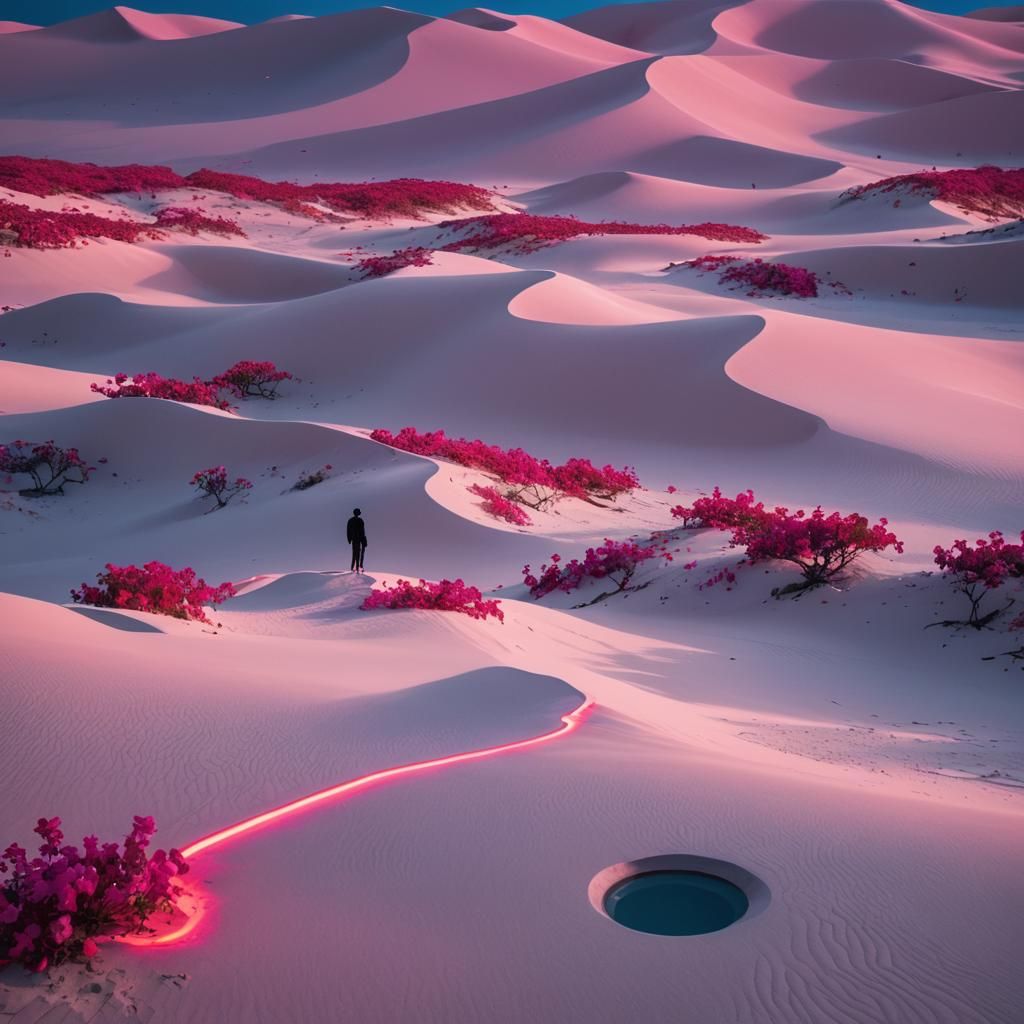 Synthwave Neon Desertscape in Cyberpunk Style