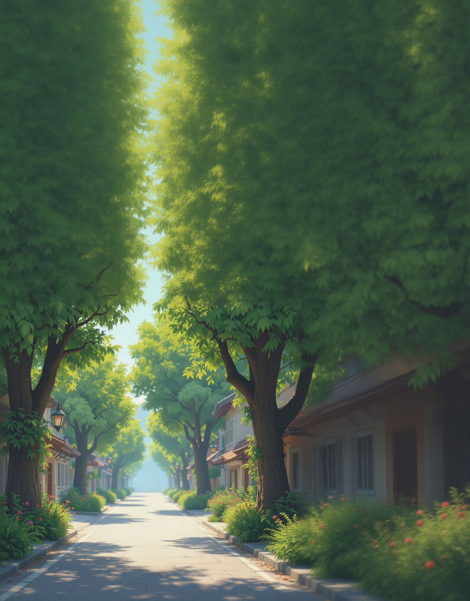 Lonely Woman on Empty Road: Matte Painting Style