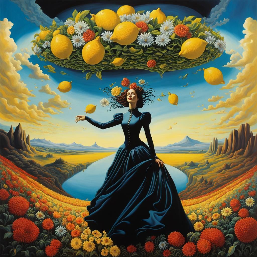 Surreal Landscape with Gothic Musician in Salvador Dali Styl...