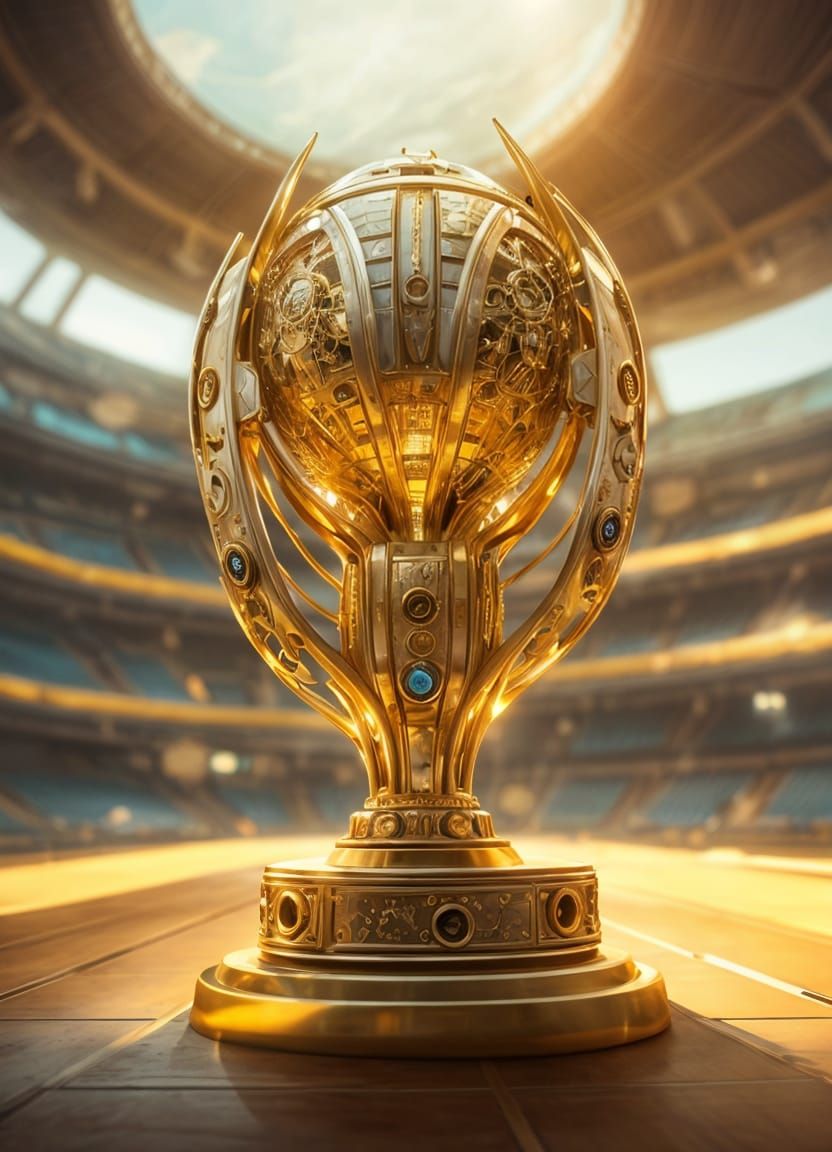 Golden Athletics Trophy in Solarpunk Style