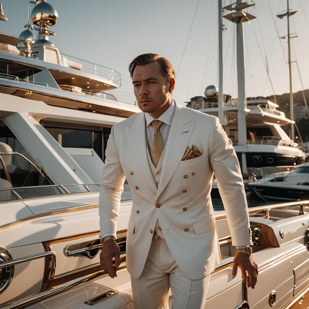 Rolls-Royce Style Luxury Yacht at Golden Hour