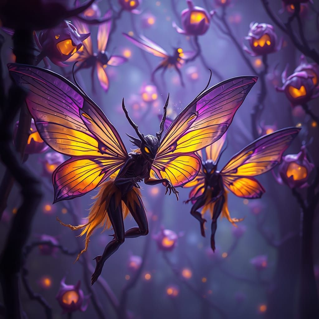 Evil Mothball Fairies in Dark Fantasy Concept Art