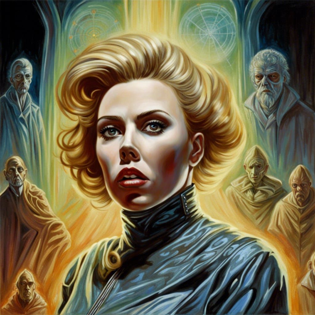 Eerie Ghostly Figure in Sci-Fi Supernatural Painting