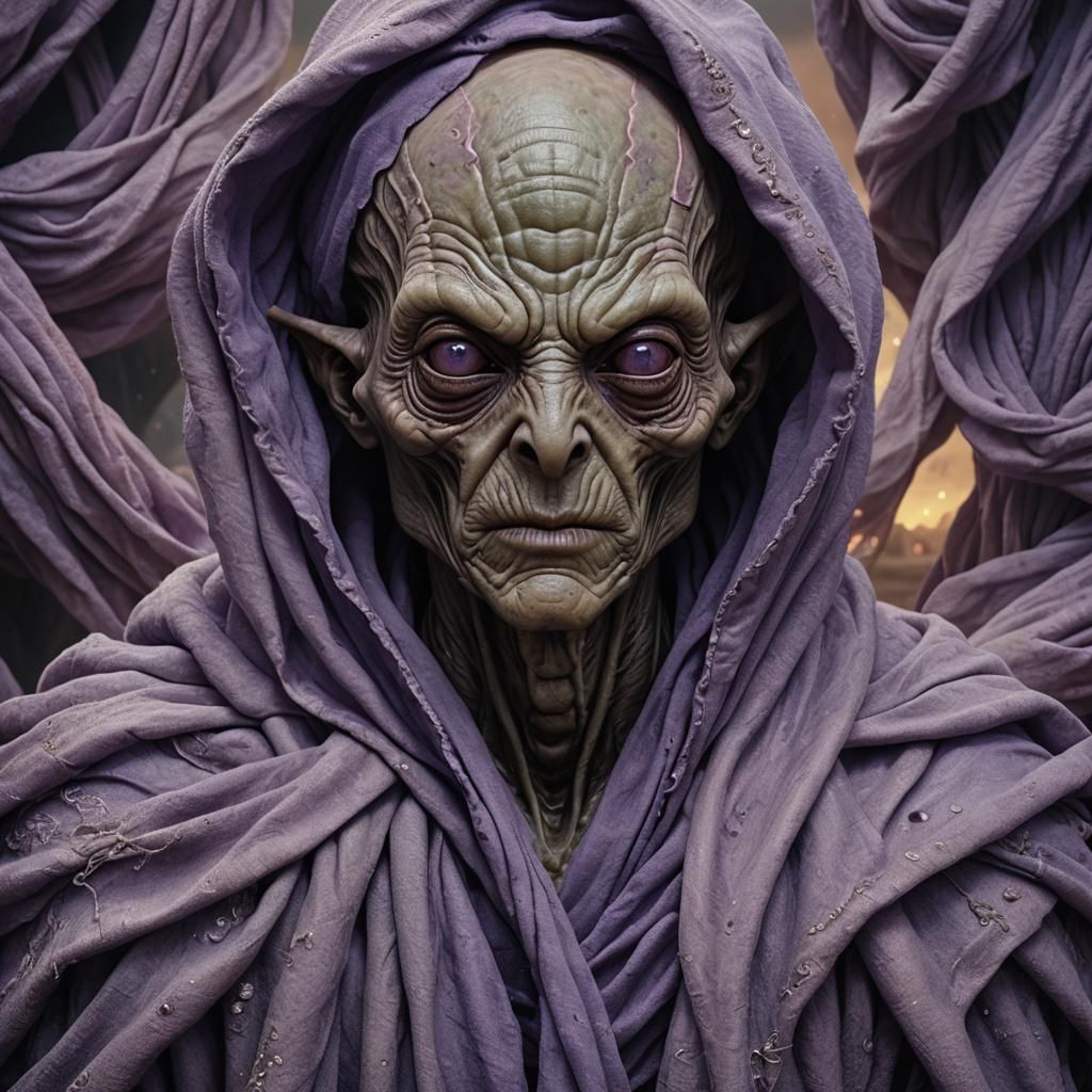 Hyperrealistic Portrait of an Alien Politician in Fabrics