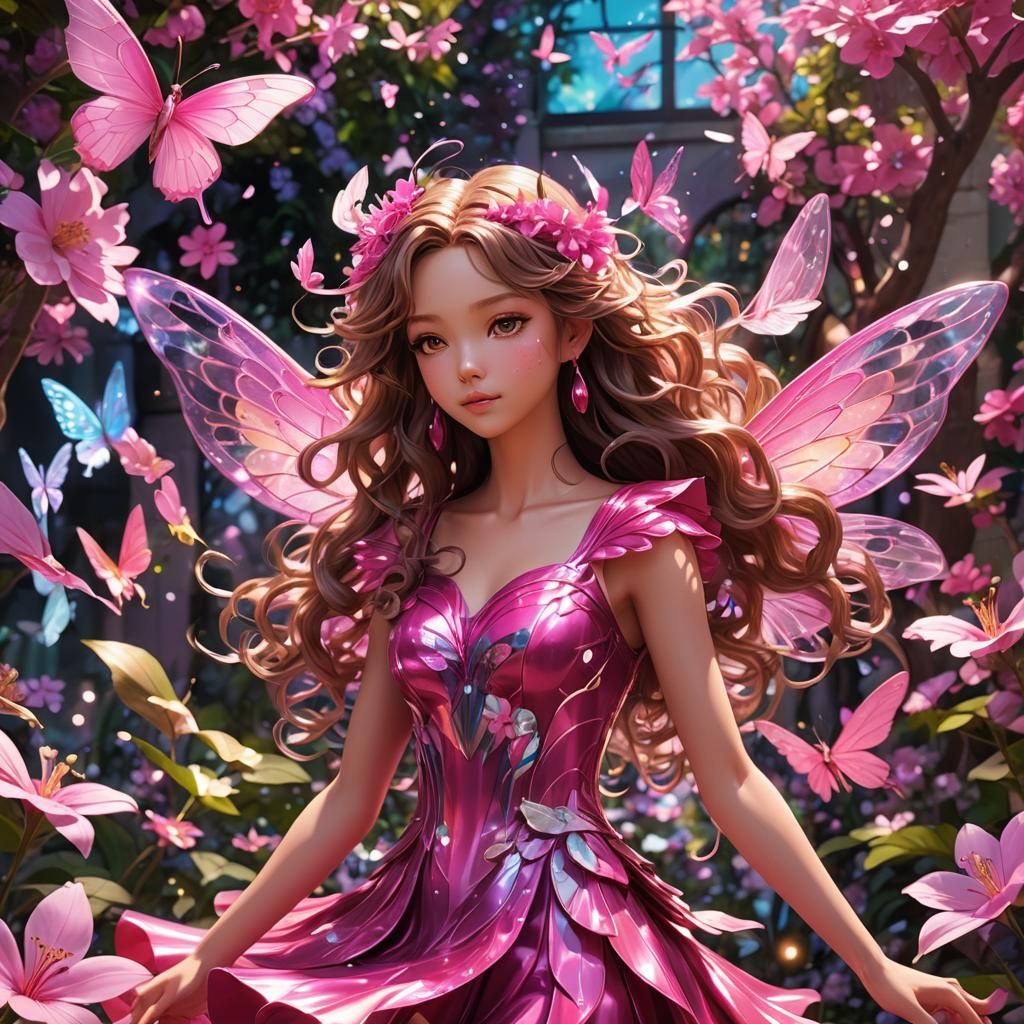 Beautiful Fairy in Magical Garden, 3D Anime Art