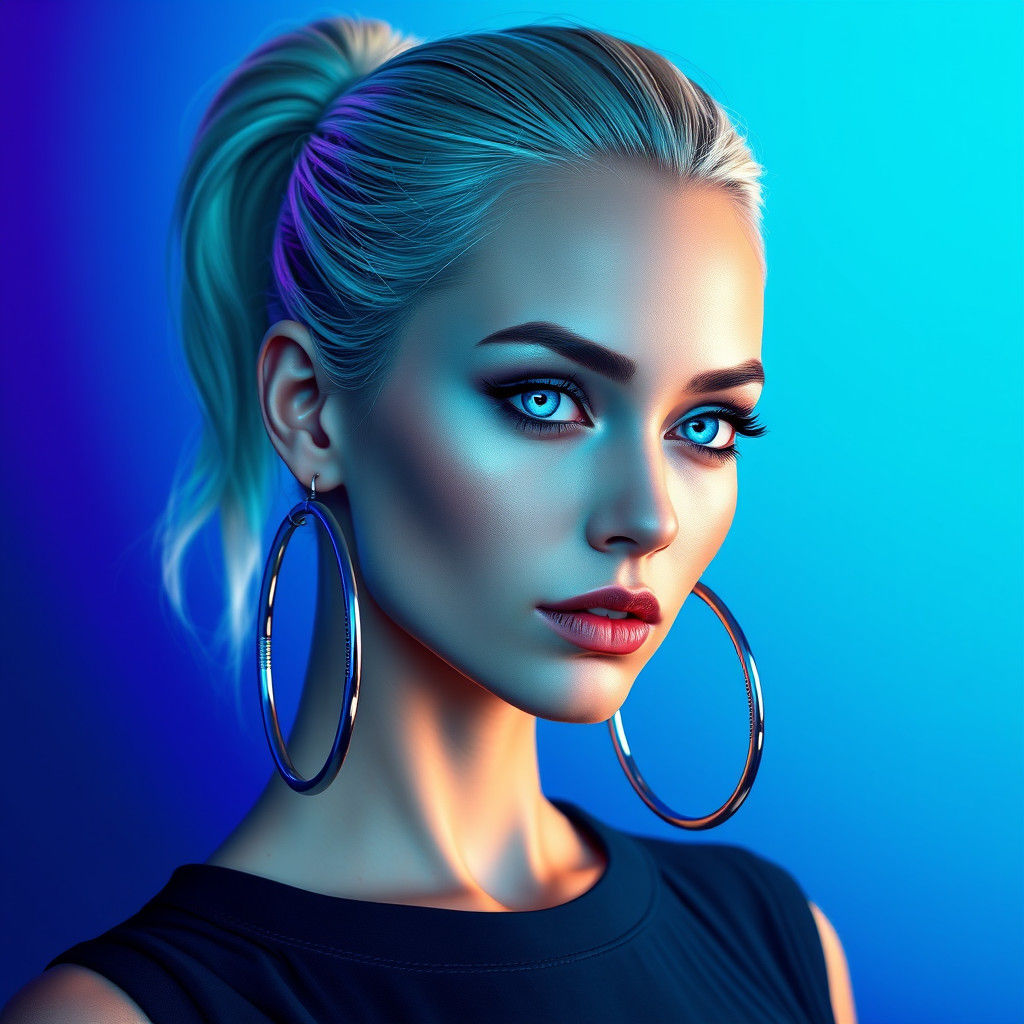 Turquoise Aura Portrait in Digital Art Style