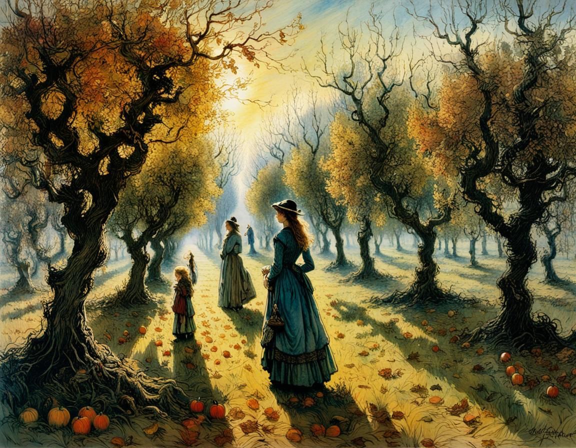 Enchanted Orchard: Autumn Morning Fantasy