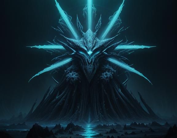 Ethereal Gods Clash in a Twisted, Nightmarish Landscape