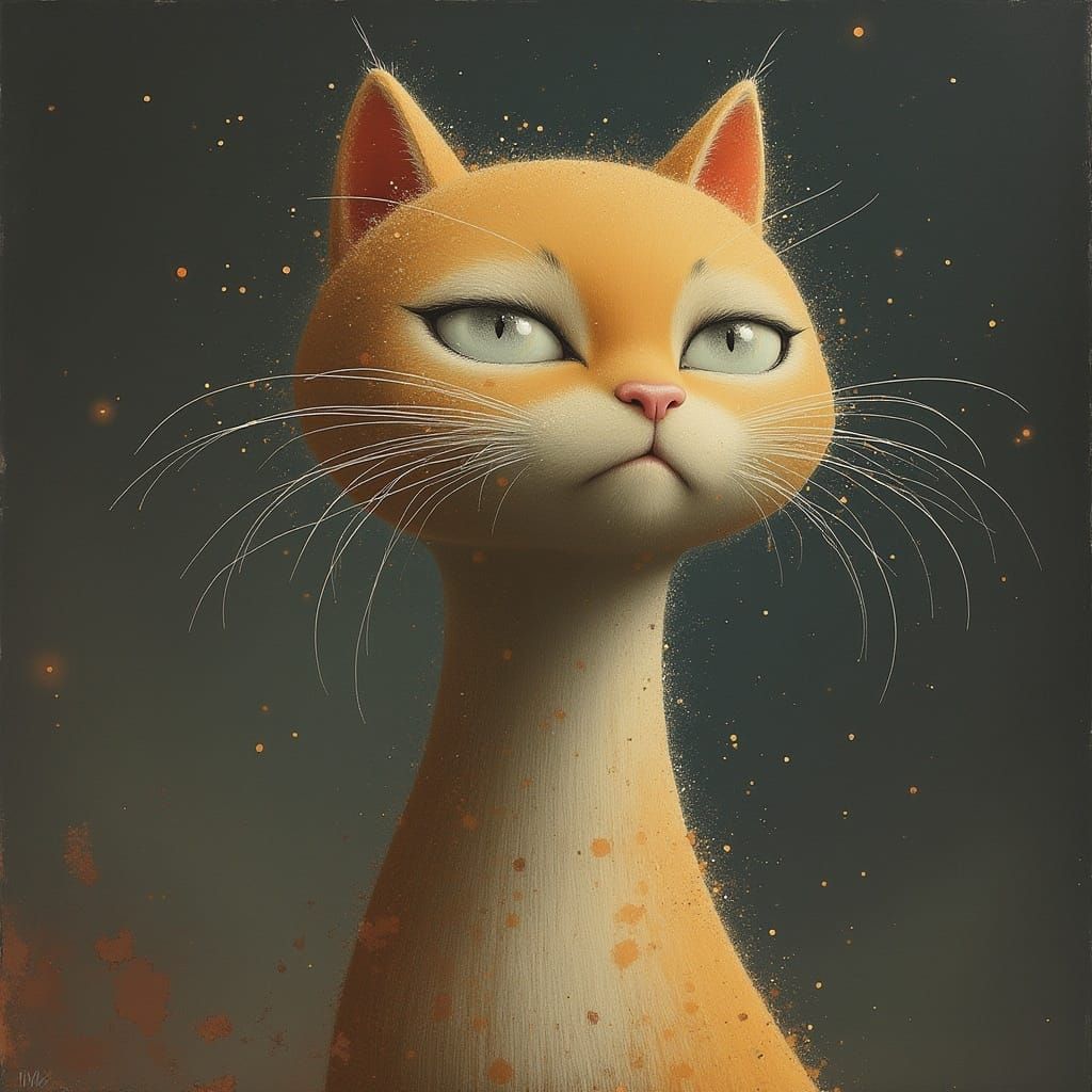 Dreamlike Feline in Whimsical Abstraction