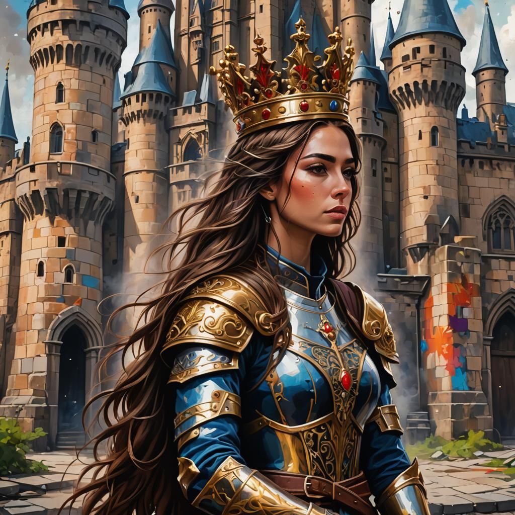 Royal Couple Embrace in Graffiti Art Style