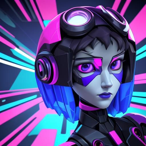 Lonely Robot Emerges: Surreal Cubist Painting in Vibrant Col...