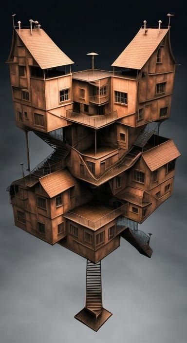 Surreal Escher-Inspired Architecture in Mid-Air