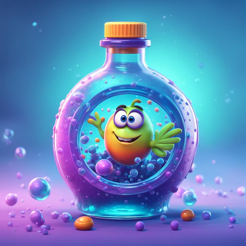 Cute Magic Potion Bottle in 3D Digital Art