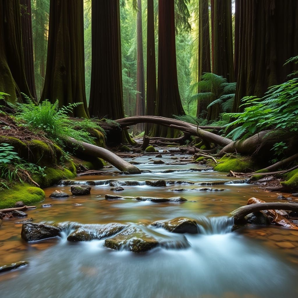 Redwood Forest Creek: A Tranquil Scene
