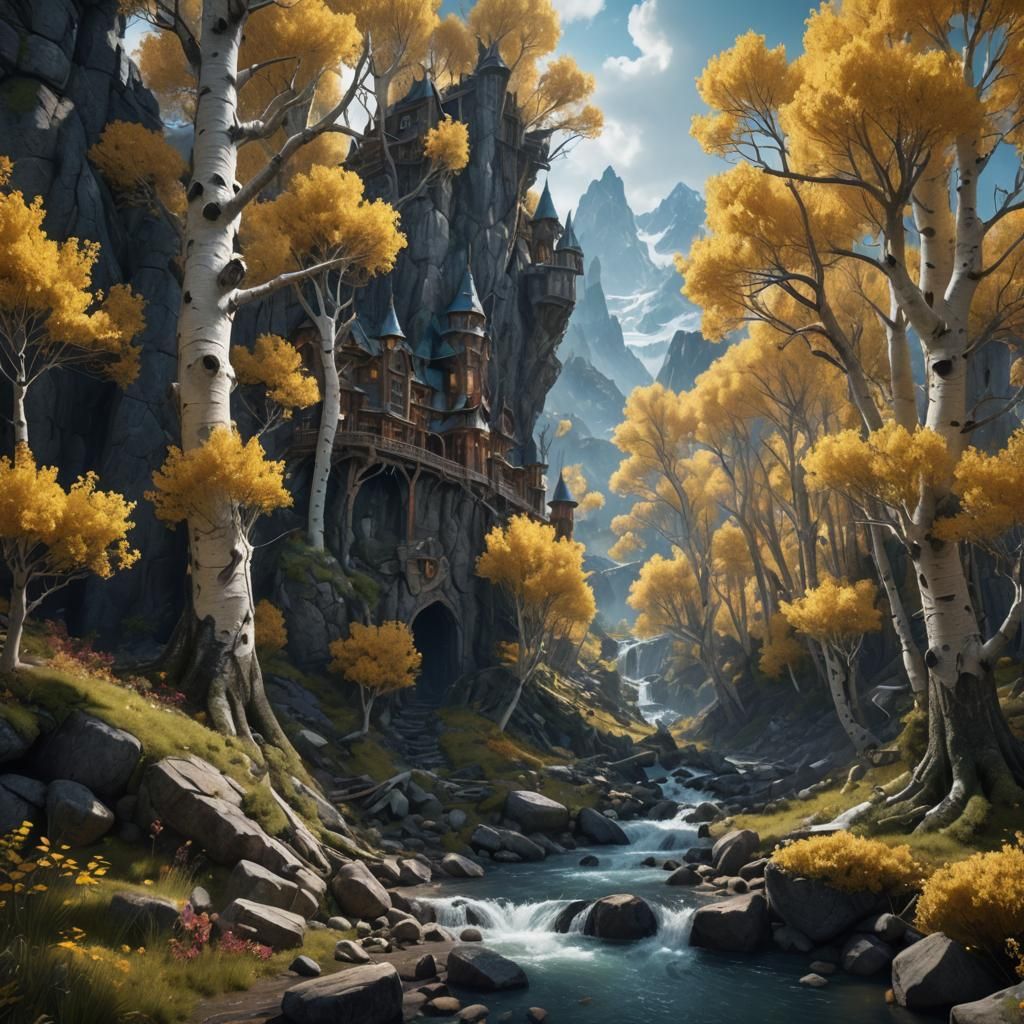 Fantastical Aspen Landscape in Detailed Matte Painting