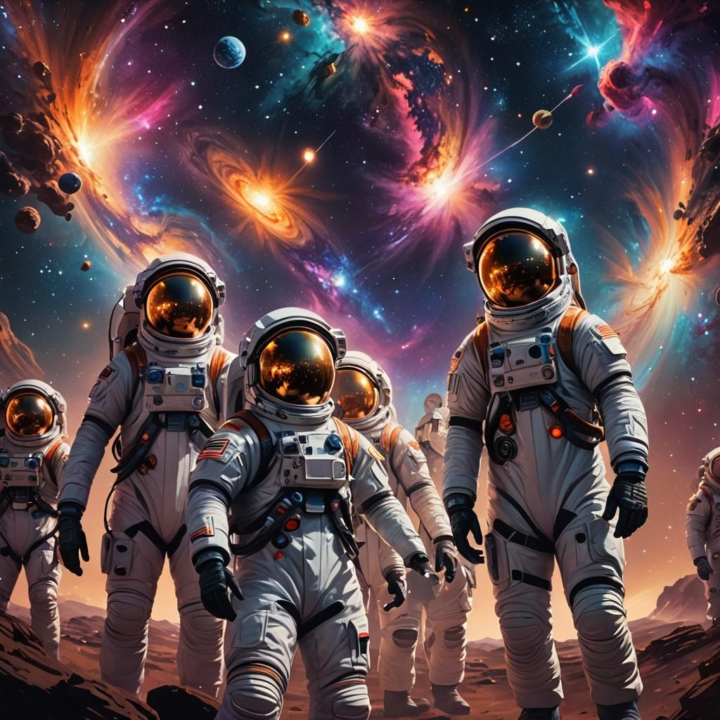Astronauts Discover Galactic Wonder in Cosmic Concept Art