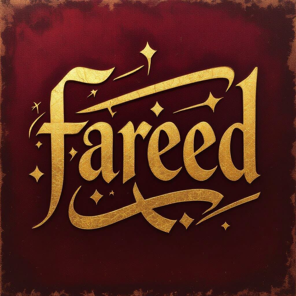 Golden Kufic Square Calligraphy of FAREED