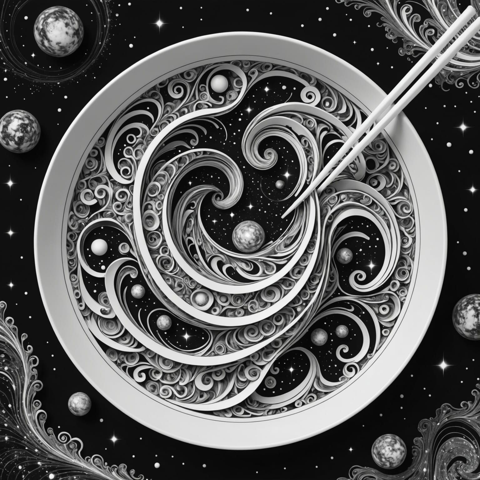 Galactic Noodle Soup Abstract Vector Art