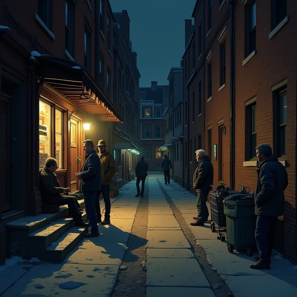 Urban Nightlife in a Historic City Alley