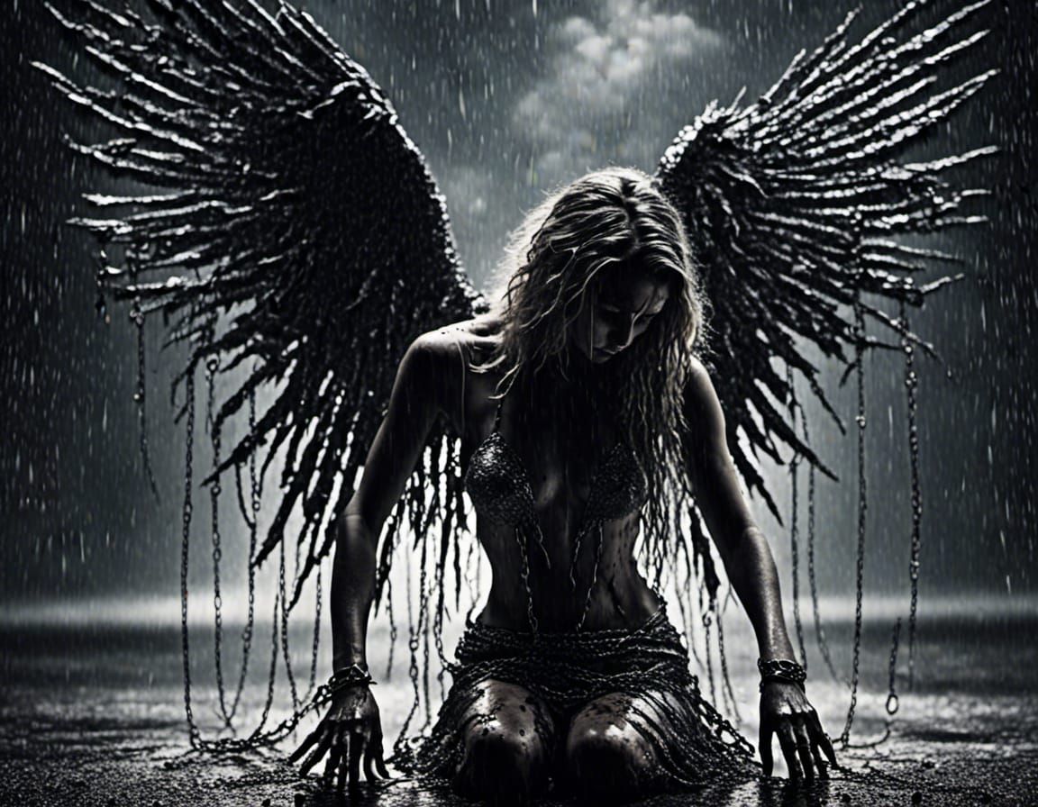 Fallen Angel in Chains: Macabre Art
