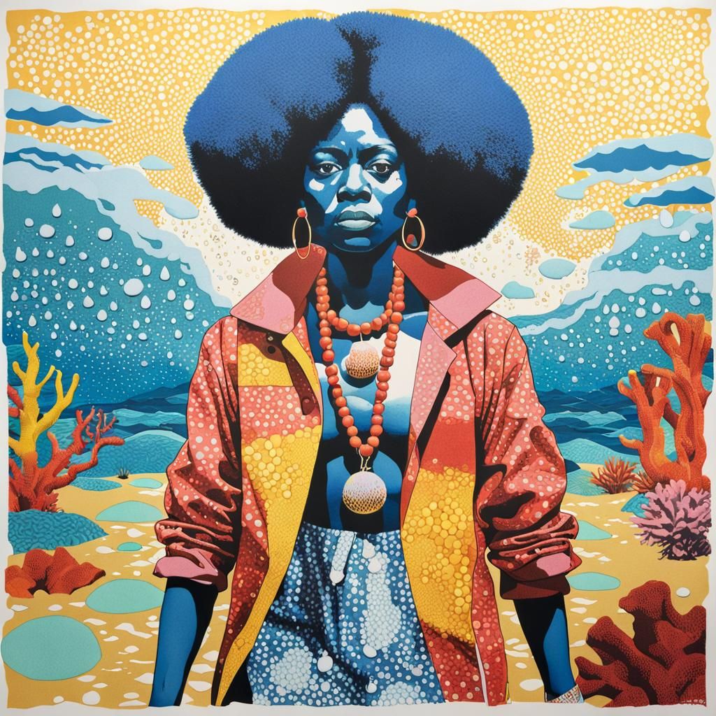 Globetrotter at Great Barrier Reef in Collage Style