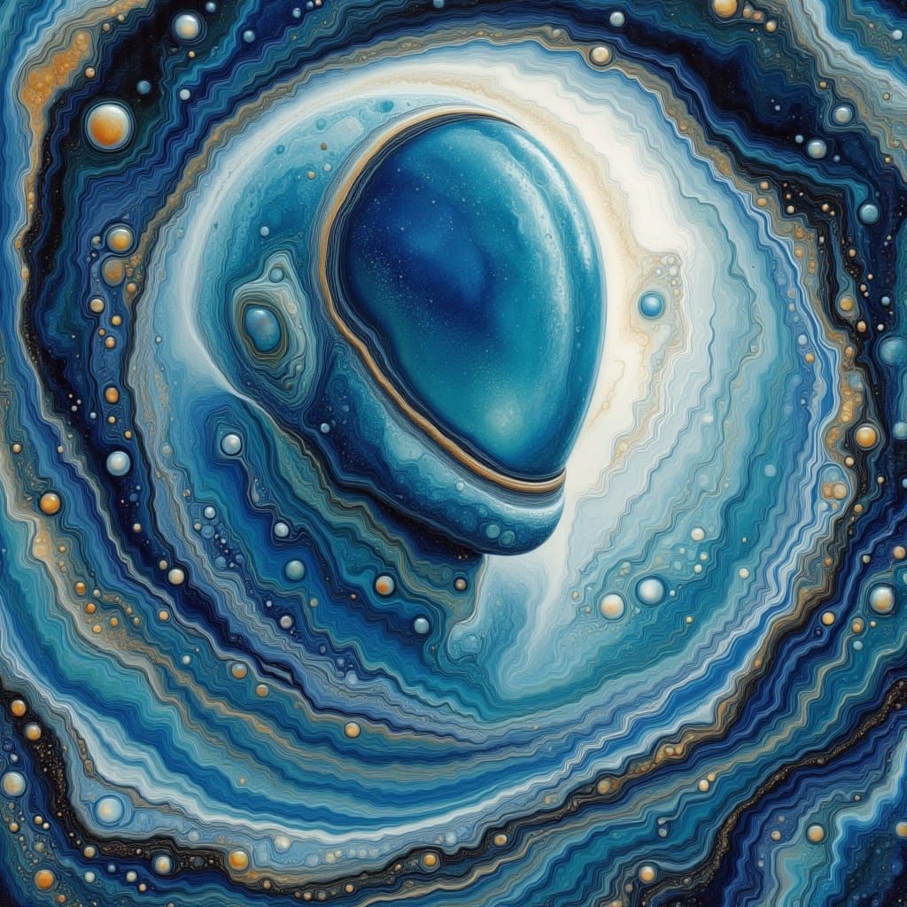 Liquid Astronaut Portrait Through Spaceship Window