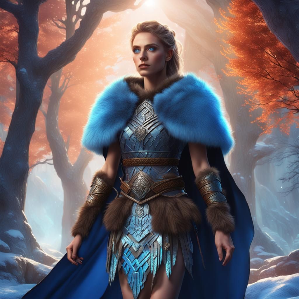 Barbarian Woman with Prismatic Eyes, Fantasy Art