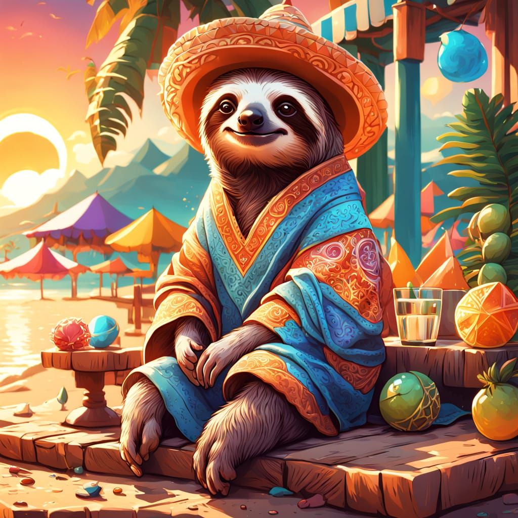 sloth with sombrero