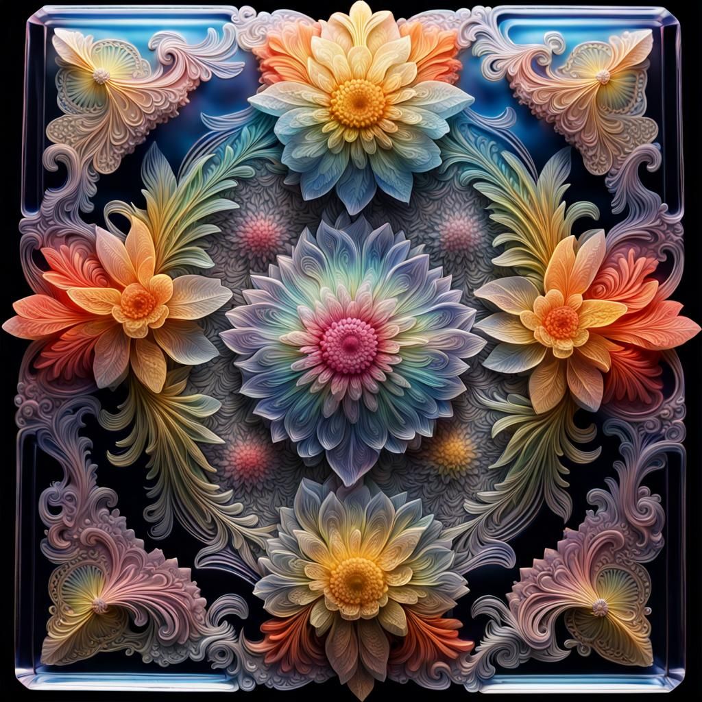 Elaborate Crystal Carving with Detailed Engravings