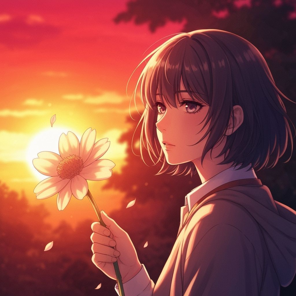 Vibrant Flower Bathed in Sunset Glow