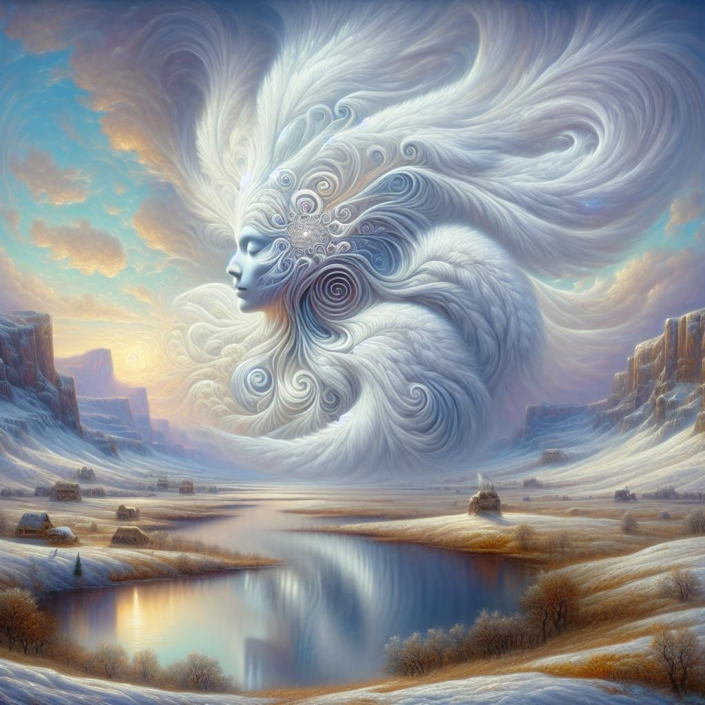 Ethereal Cloud Shaman Drumming a Celestial Moon