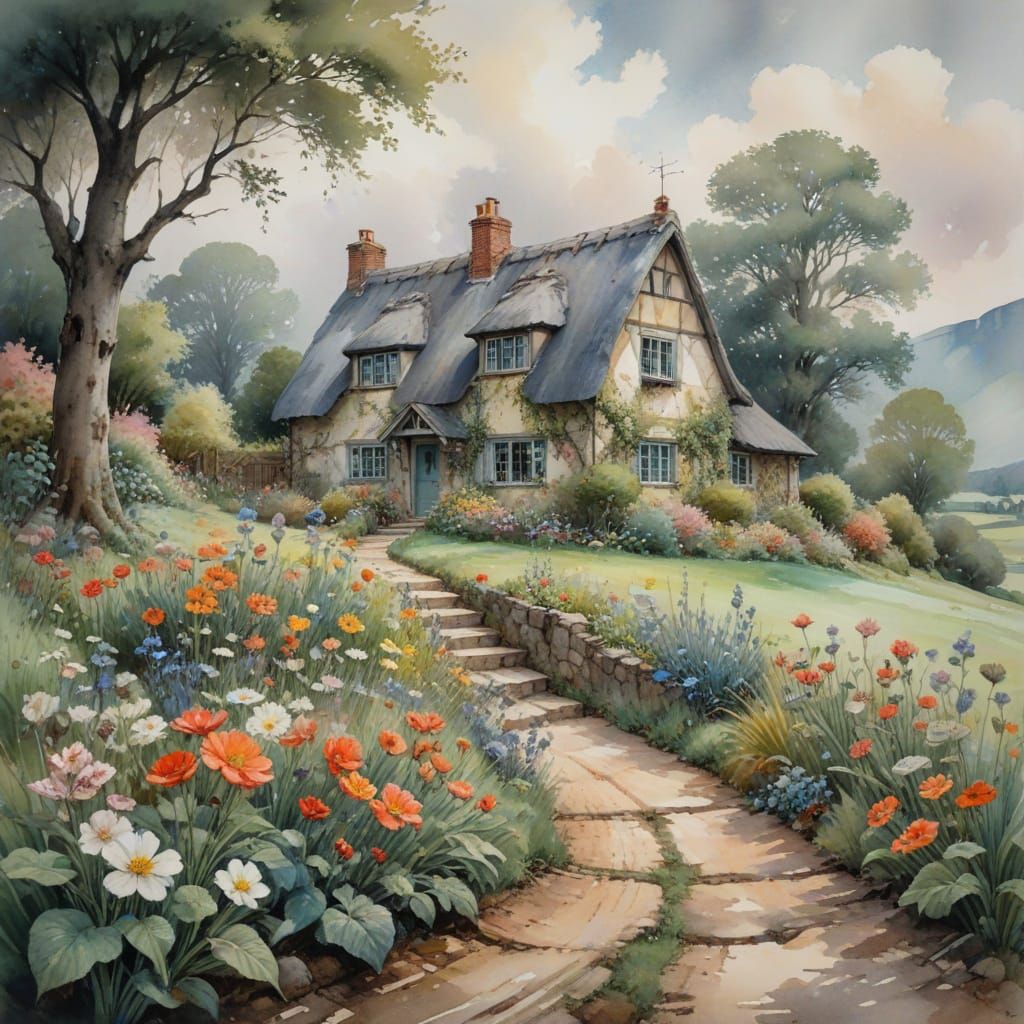 GRANDMA'S COTTAGE by Arthur Rachham