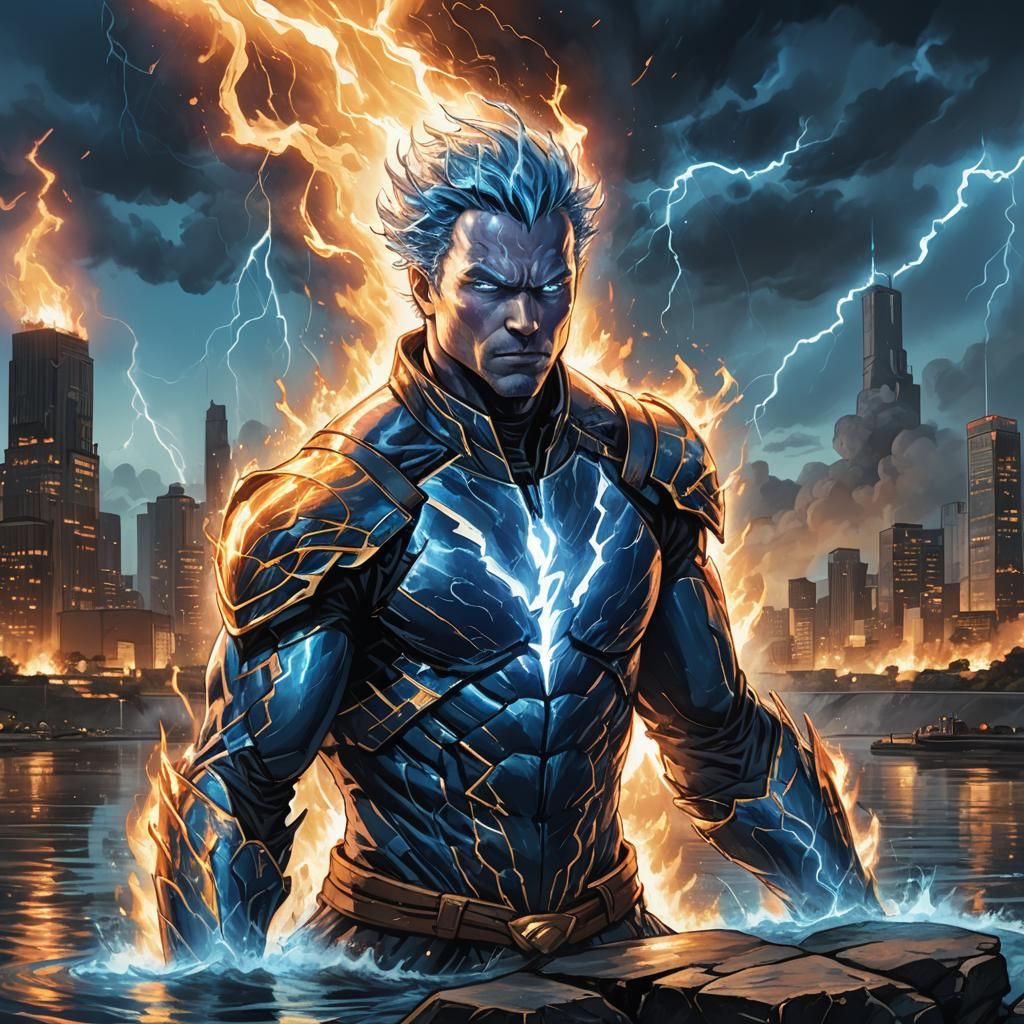 Blue Lightning Elemental Gazing at Heavenly City