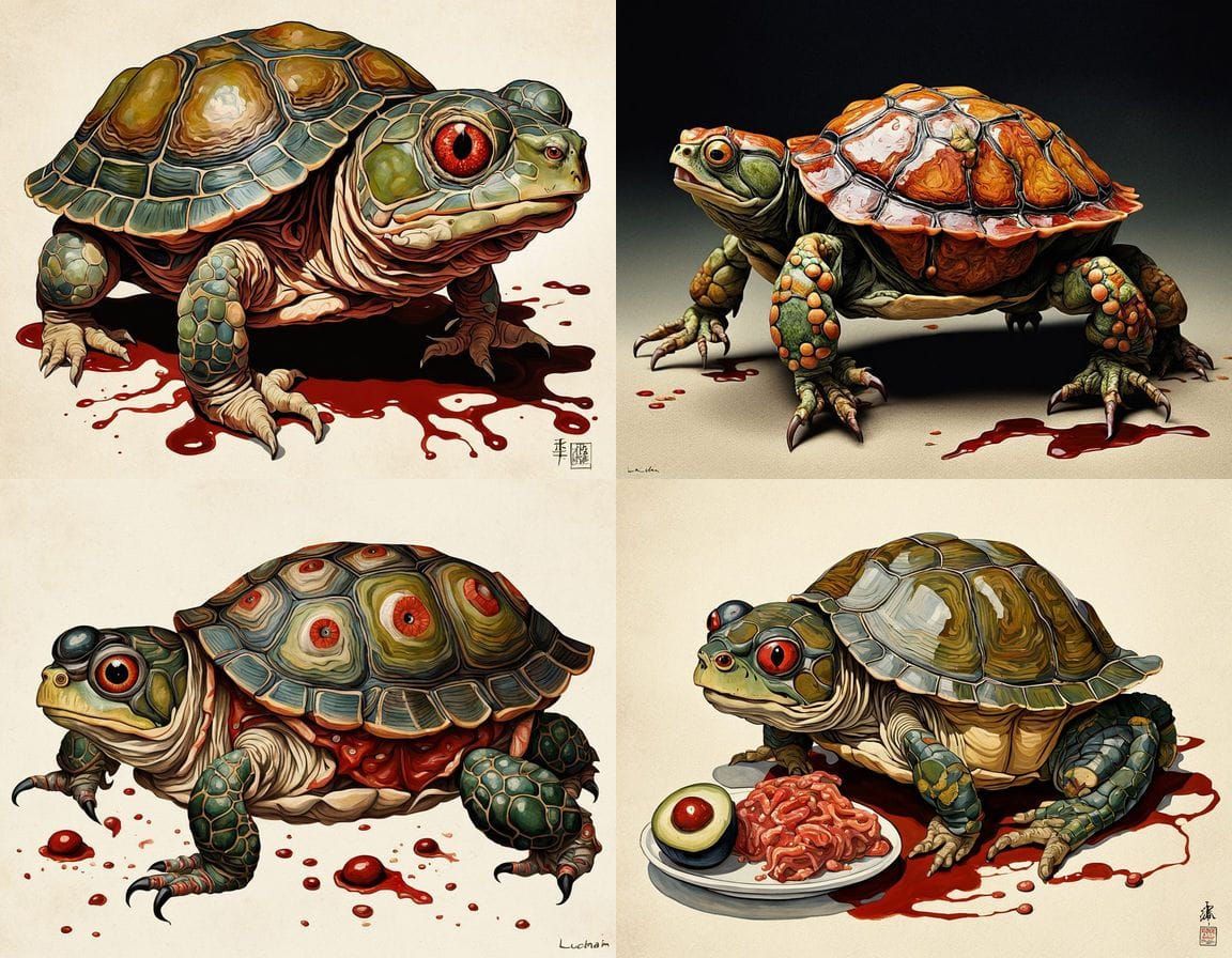 Surreal Terrapin Monster in a Grotesque Oil Painting Style