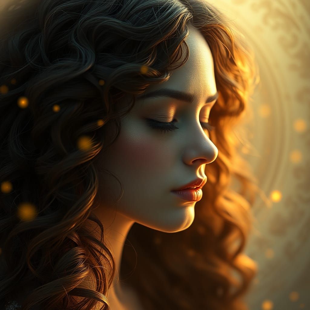 Serene Woman Portrait in Art Nouveau Style
