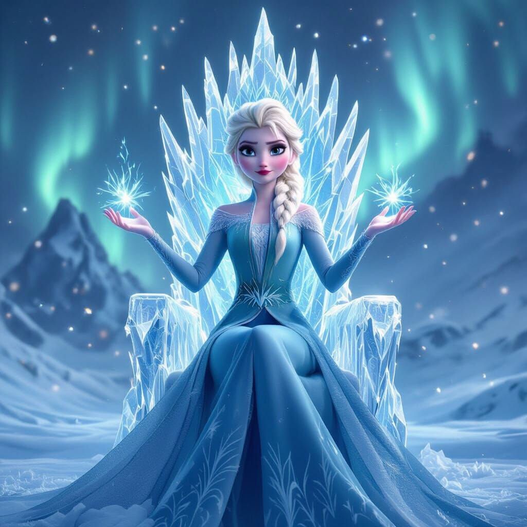 Elsa, Frozen Sovereign, on Ice Throne